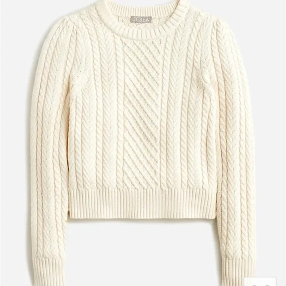 J. Crew Cable Knit Puff Sleeve Sweater